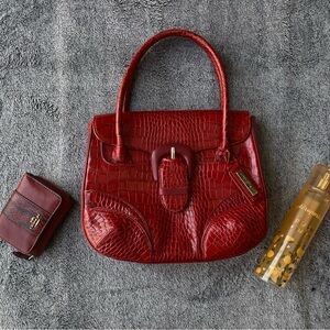 Y2K Antonio Melani Red leather purse with cool buckle details